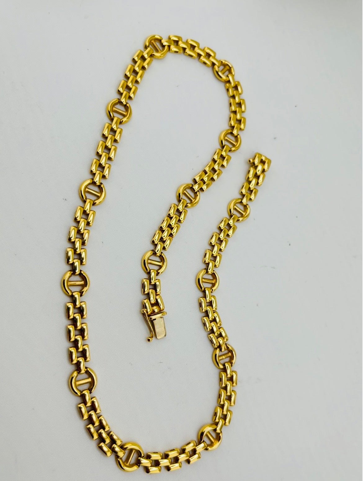Italian 14KT Yellopw Gold Solid Panter Chain With H Shape Connector Links Chain