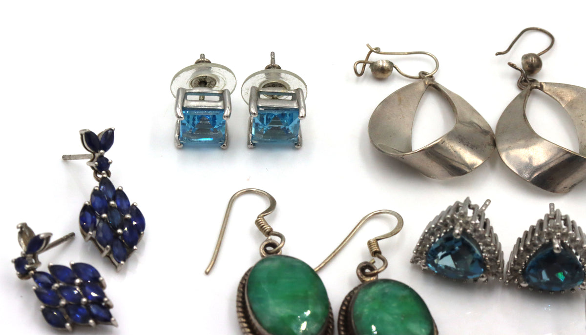 10 Pair of 925 sterling silver earrings
