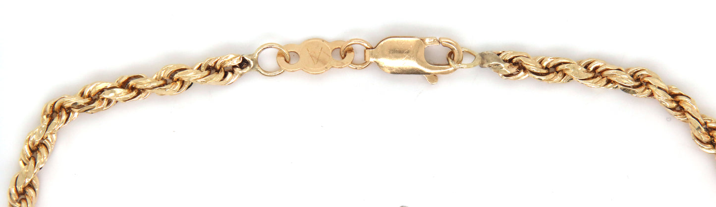 14kt Yellow gold rope chain bracelet