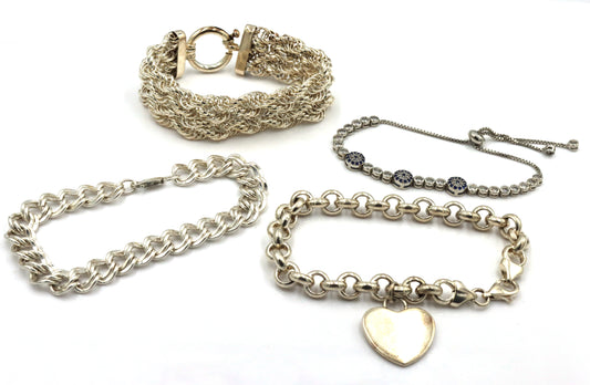 Group lot of 4 vintage 925 sterling silver bracelets