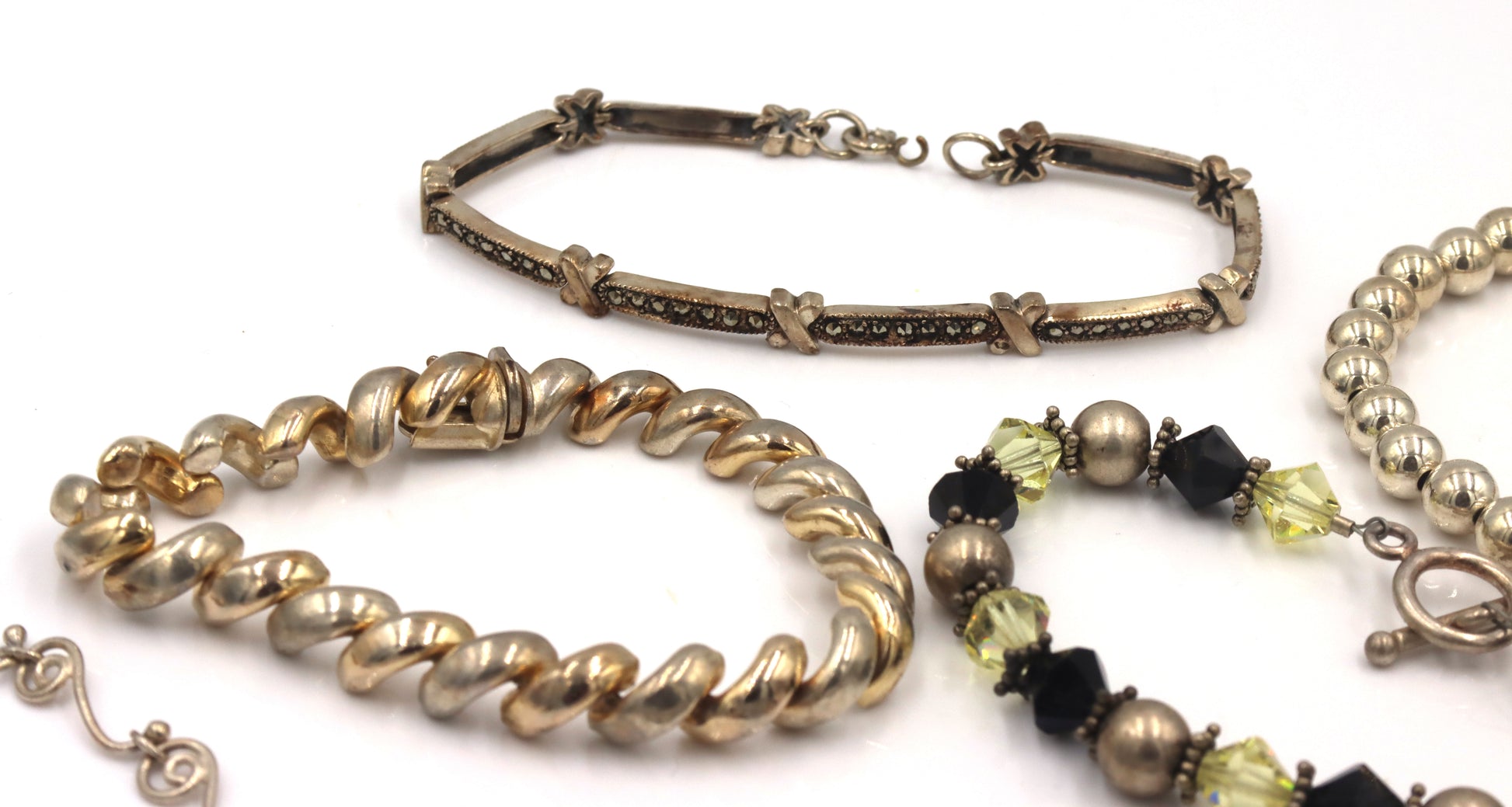 Group lot of 7 Vintage 925 sterling silver bracelets