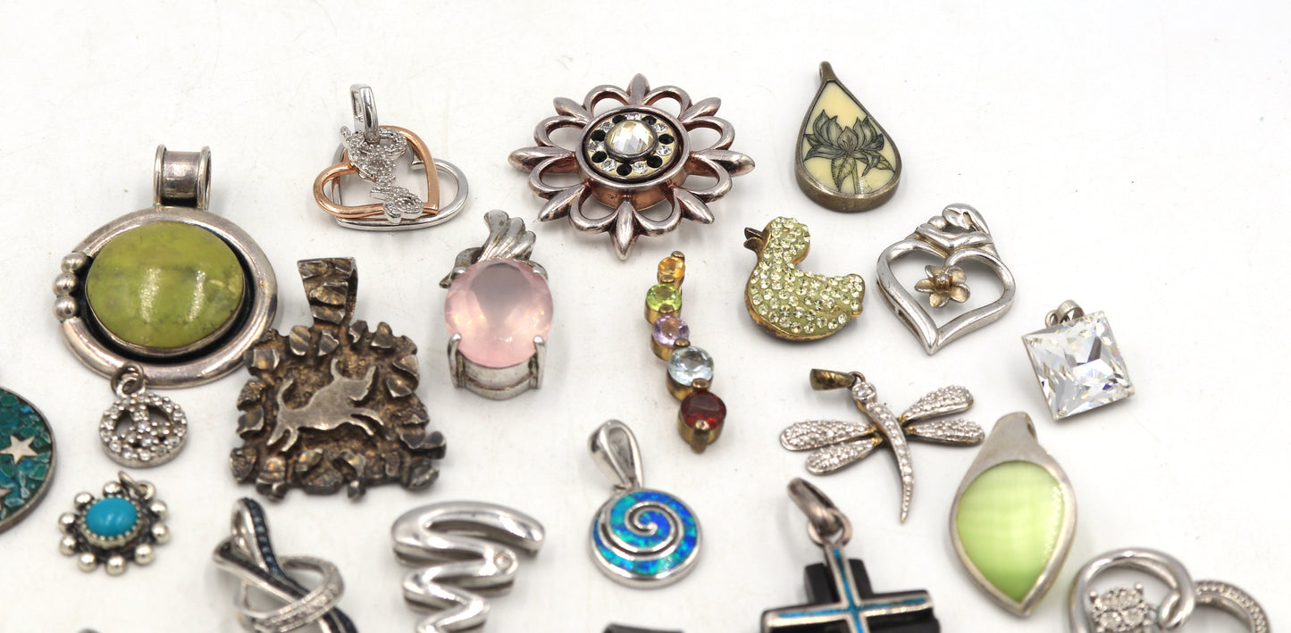 Group lot of vintage 925 sterling silver pendants