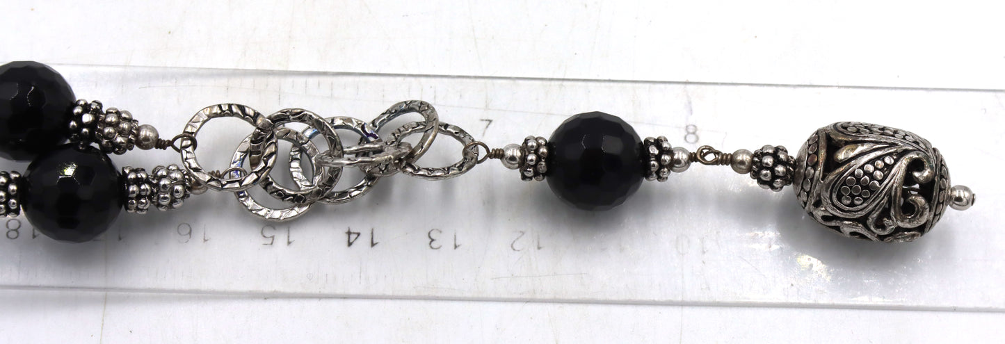 925 Sterling silver black onyx lariat necklace
