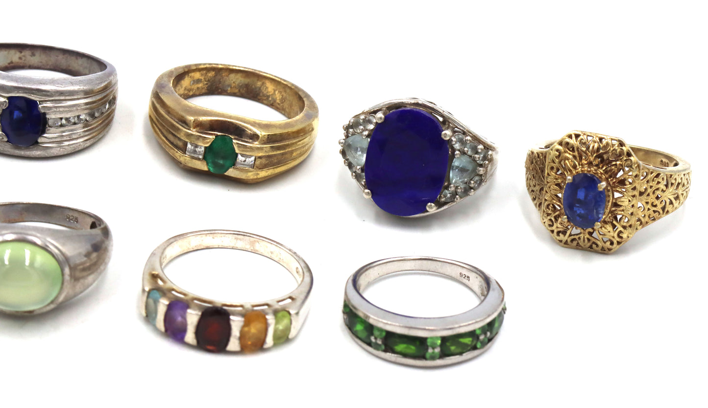 Big group lot of Vintage 925 sterling silver rings