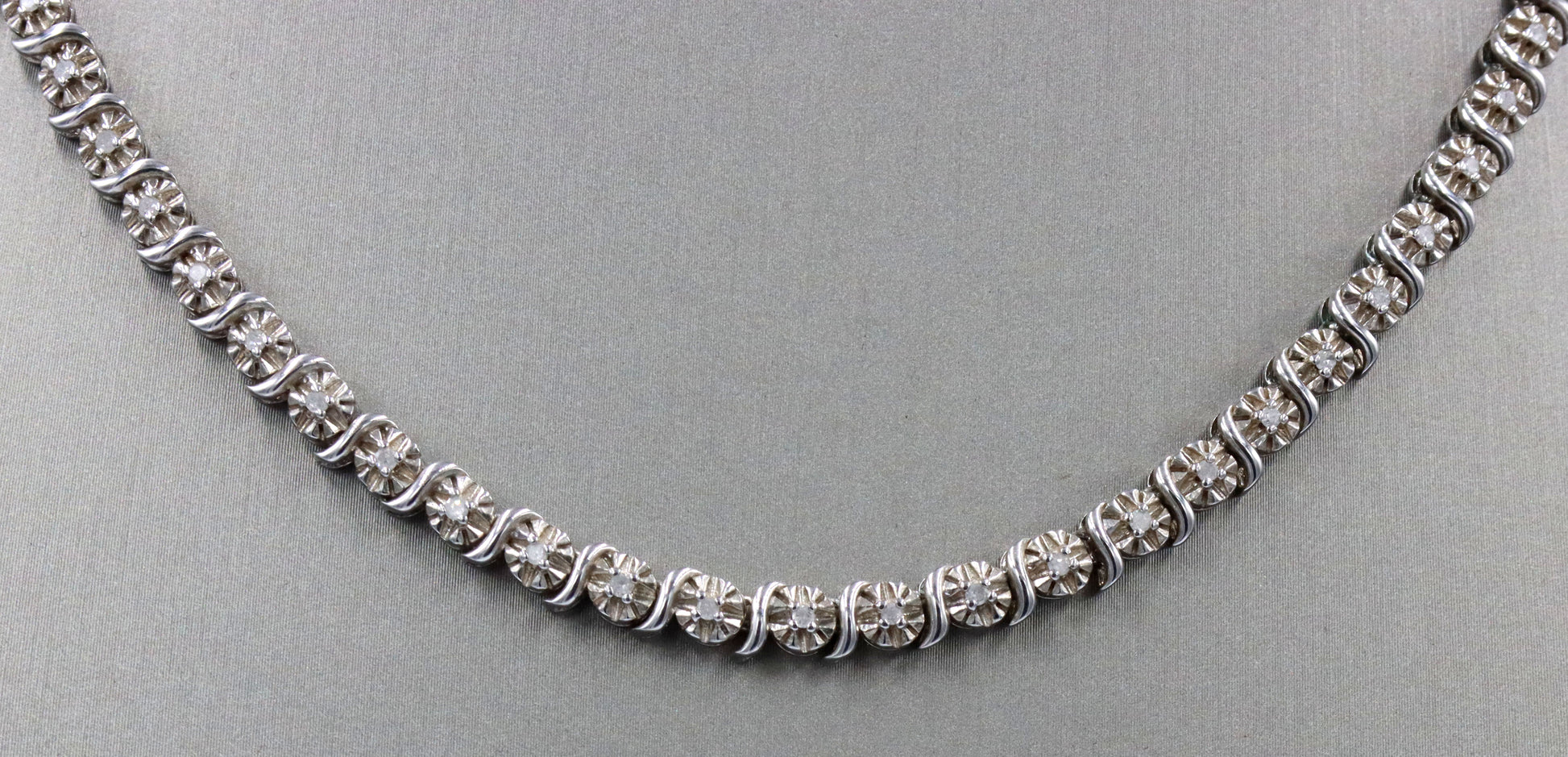 925 Sterling silver cubic zirconia link chain necklace