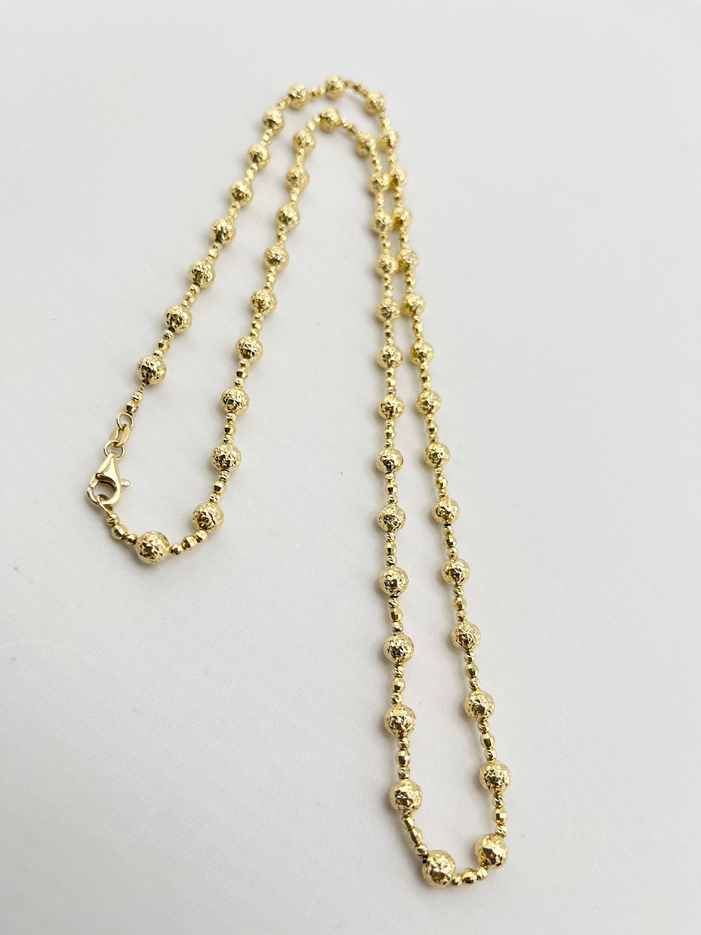 14KT Yellow Gold Faceted Shimmering Gold Beaded Necklace