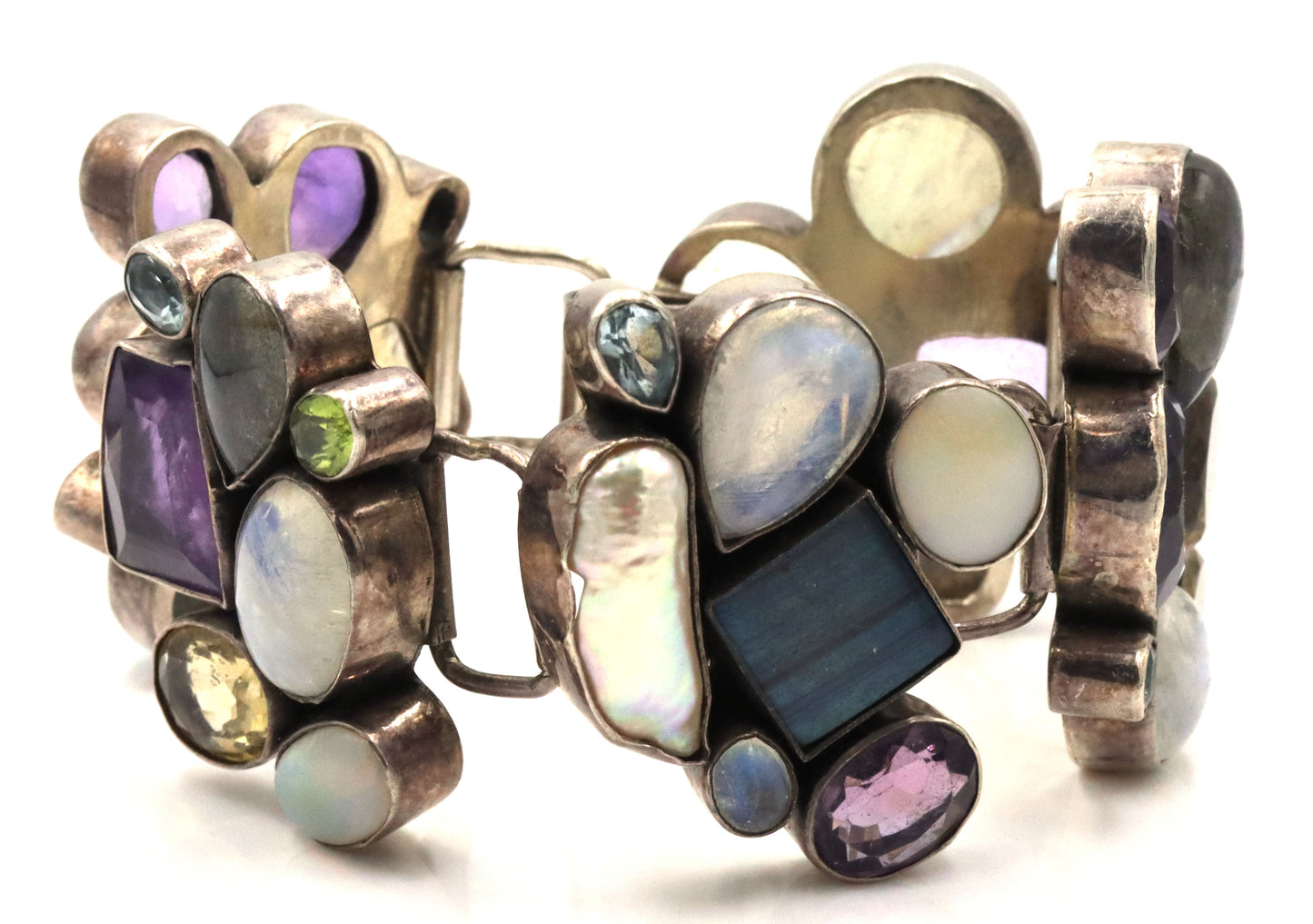 Vintage 925 sterling silver multi color crystal bracelet