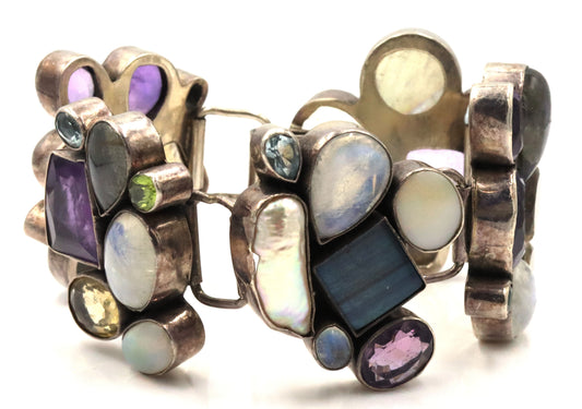 Vintage 925 sterling silver multi color crystal bracelet