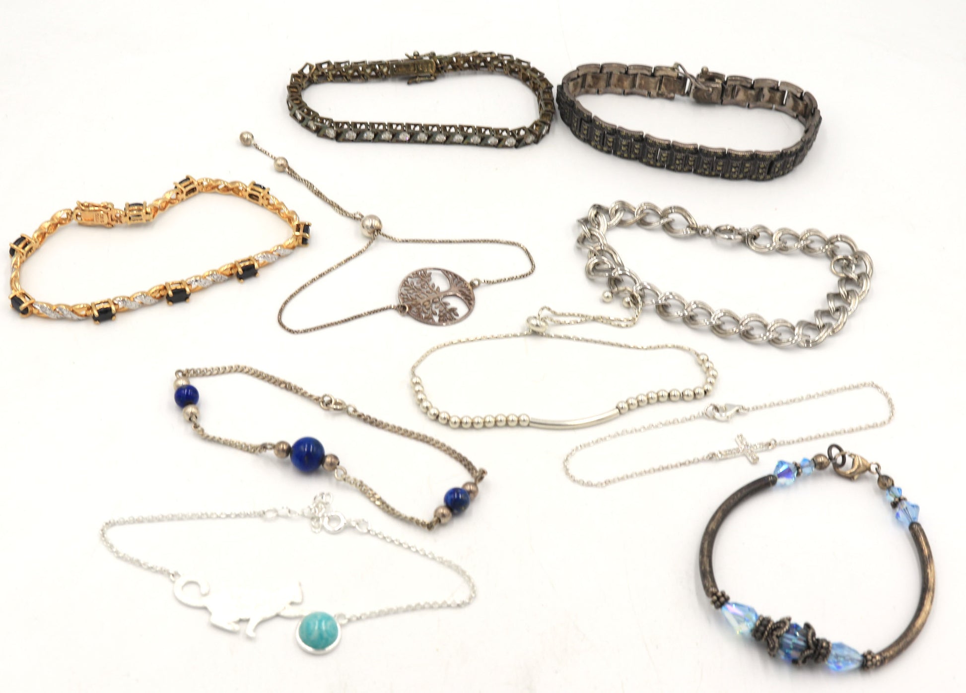 Group lot of 10 Vintage 925 sterling silver bracelets