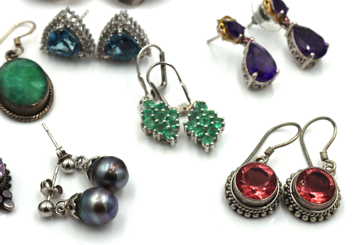 10 Pair of 925 sterling silver earrings