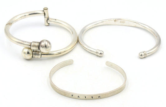Group lot of 3 Vintage 925 sterling silver bangles