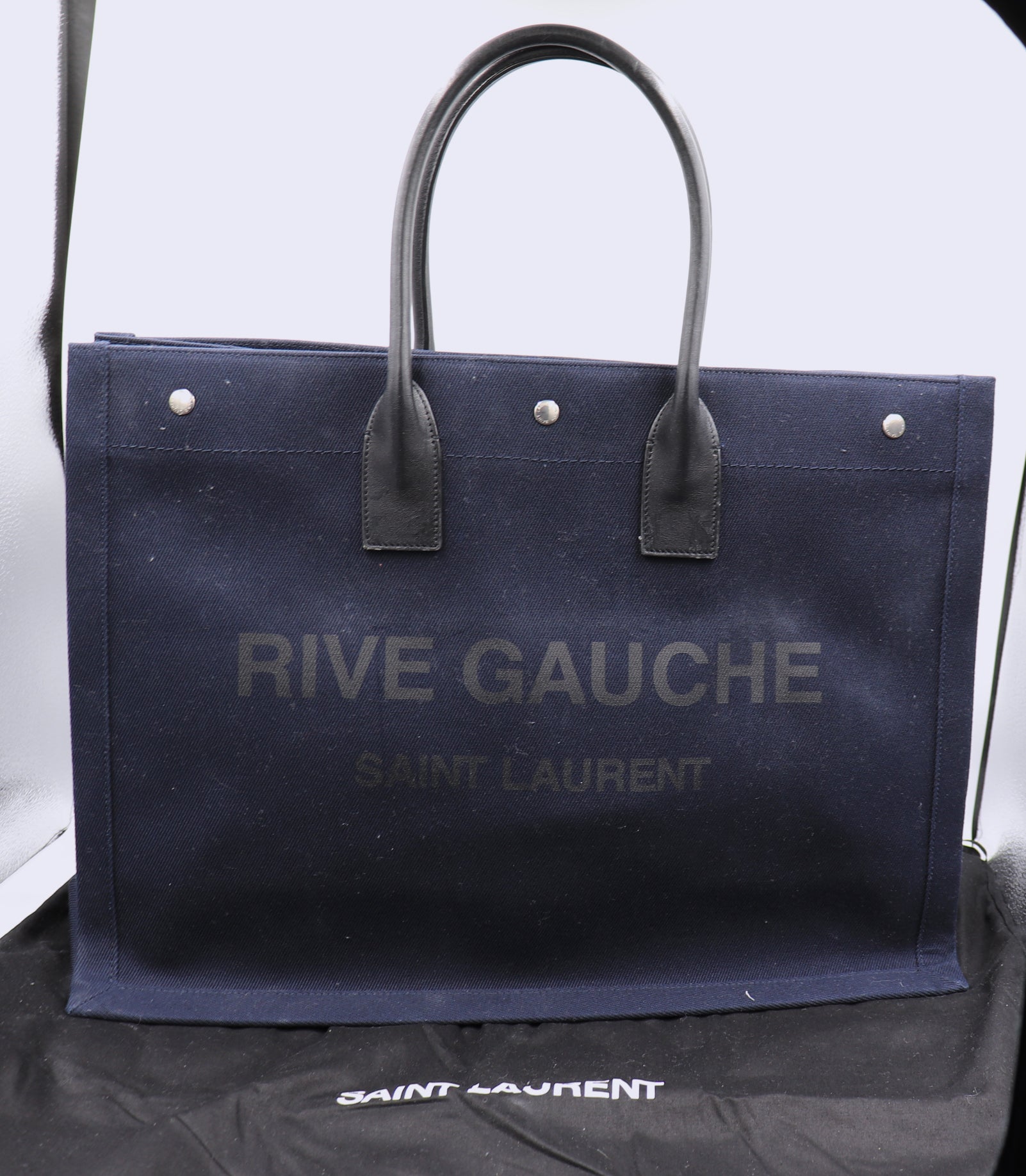 Rive Gauche Tote Bag in Linen and Leather