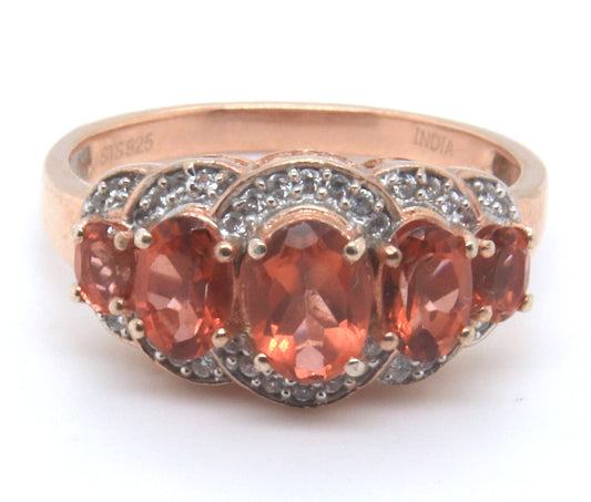 Sterling Silver Orange Cubic Zirconia Ring