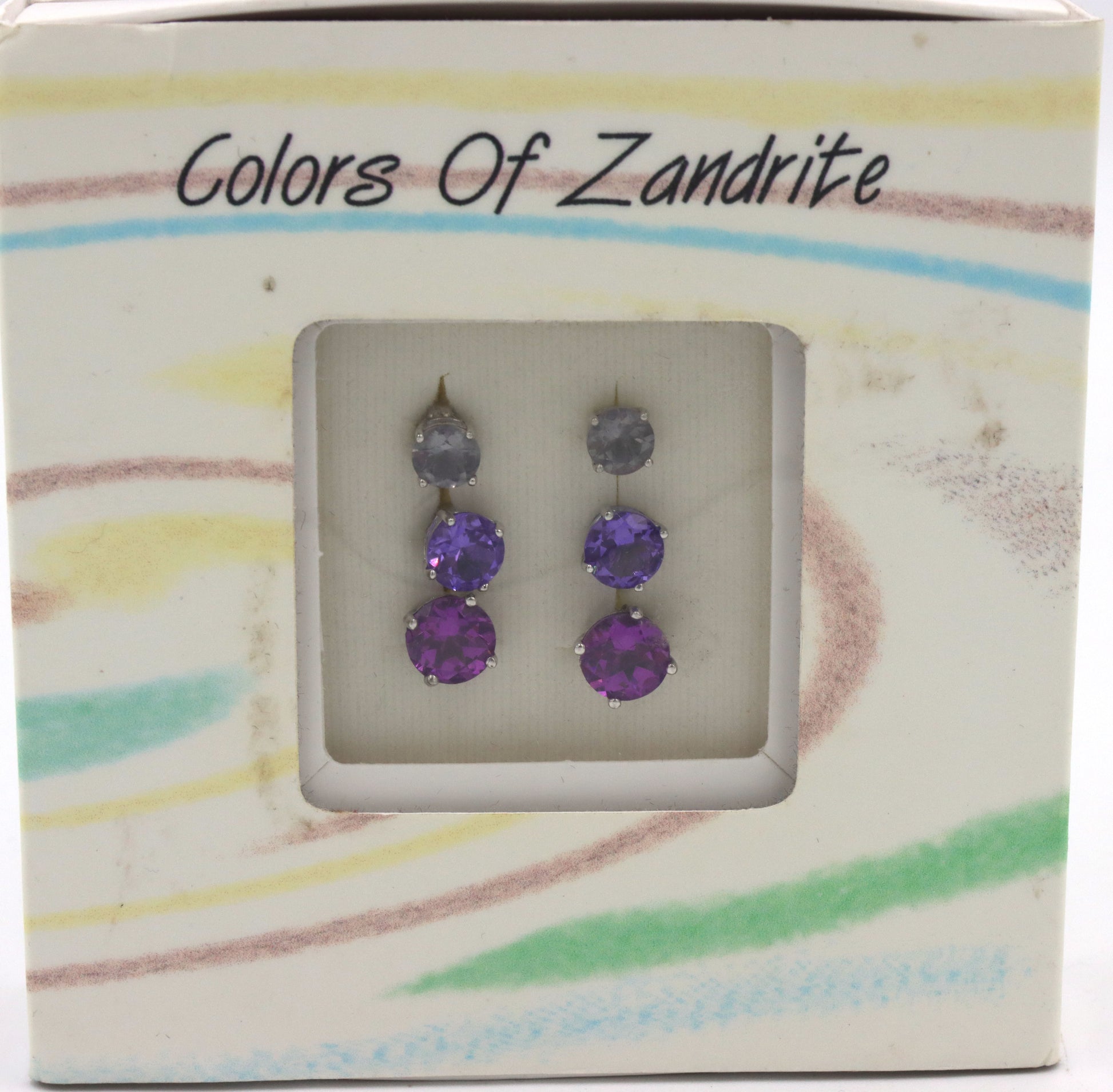 3 Pairs of 925 sterling silver colors of Zandrite stud earrings