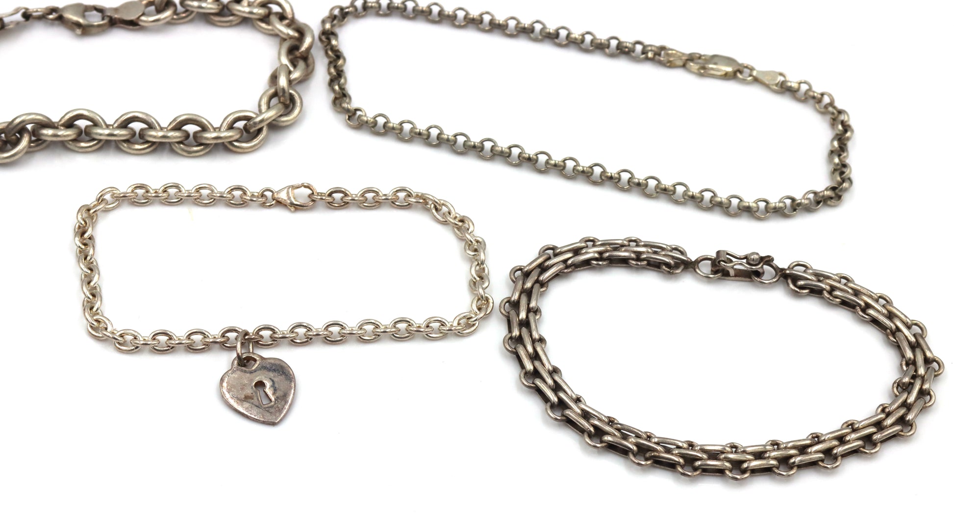 Group lot of 4 vintage 925 sterling silver bracelets