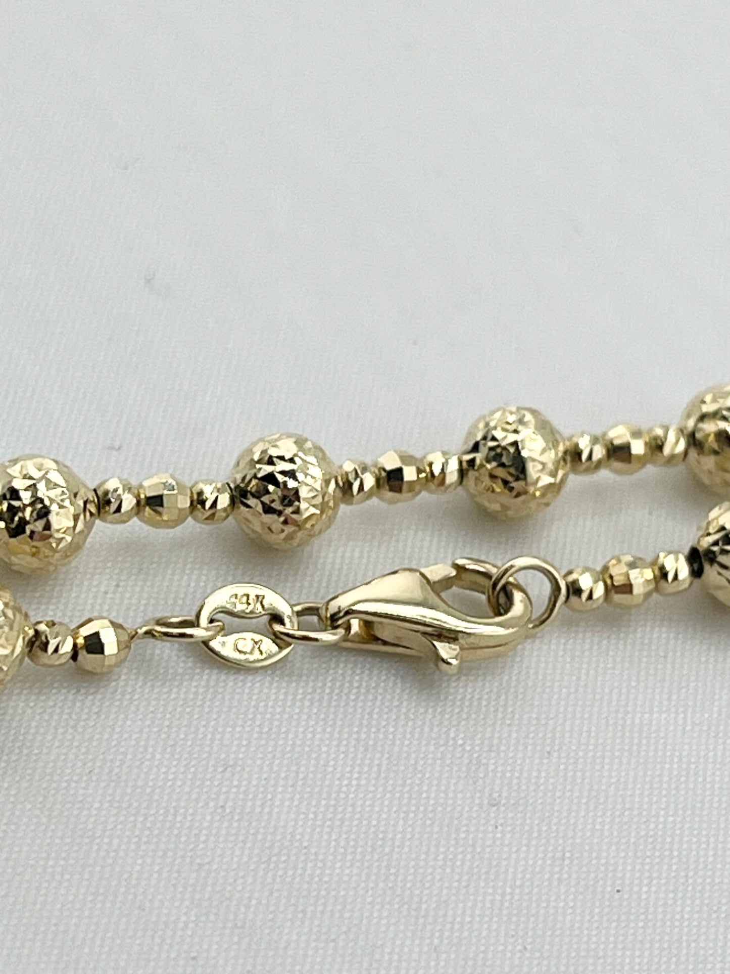 14KT Yellow Gold Faceted Shimmering Gold Beaded Necklace