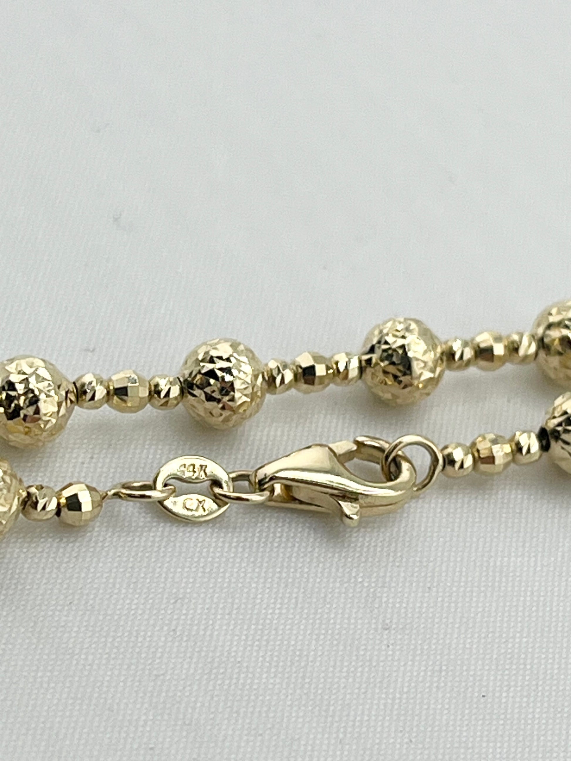 14KT Yellow Gold Faceted Shimmering Gold Beaded Necklace