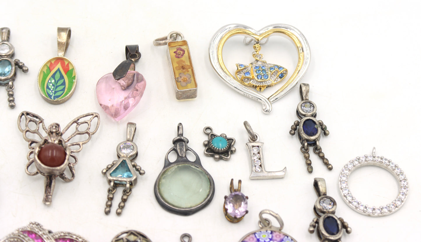 Group lot of Vintage 925 sterling silver charms pendants