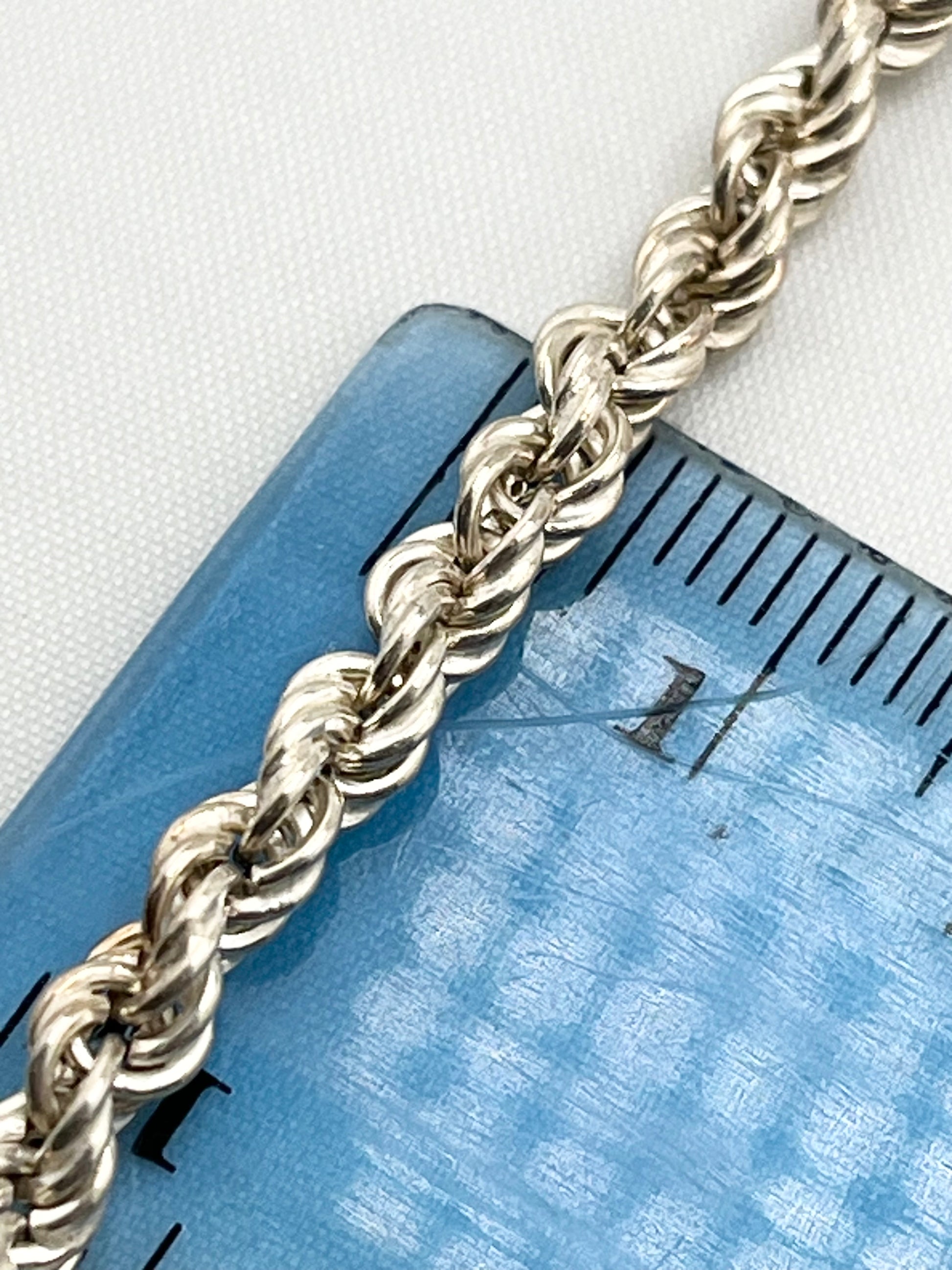 Italian 925 Sterling Silver Rope Chain Necklace