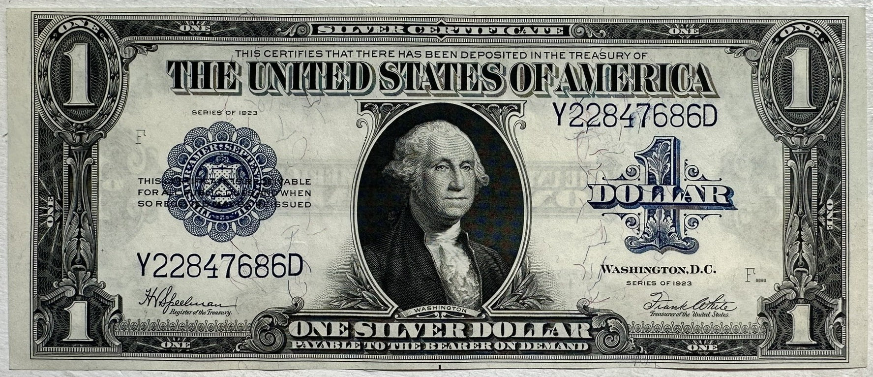 1923 $1 Silver Certificate Speelman White Fr. 237 Blue Seal Circulated