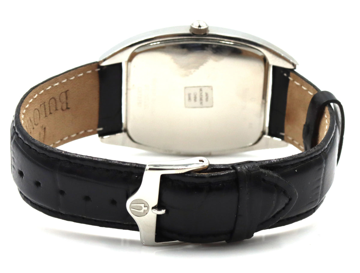 Bulova watch with black leather strap