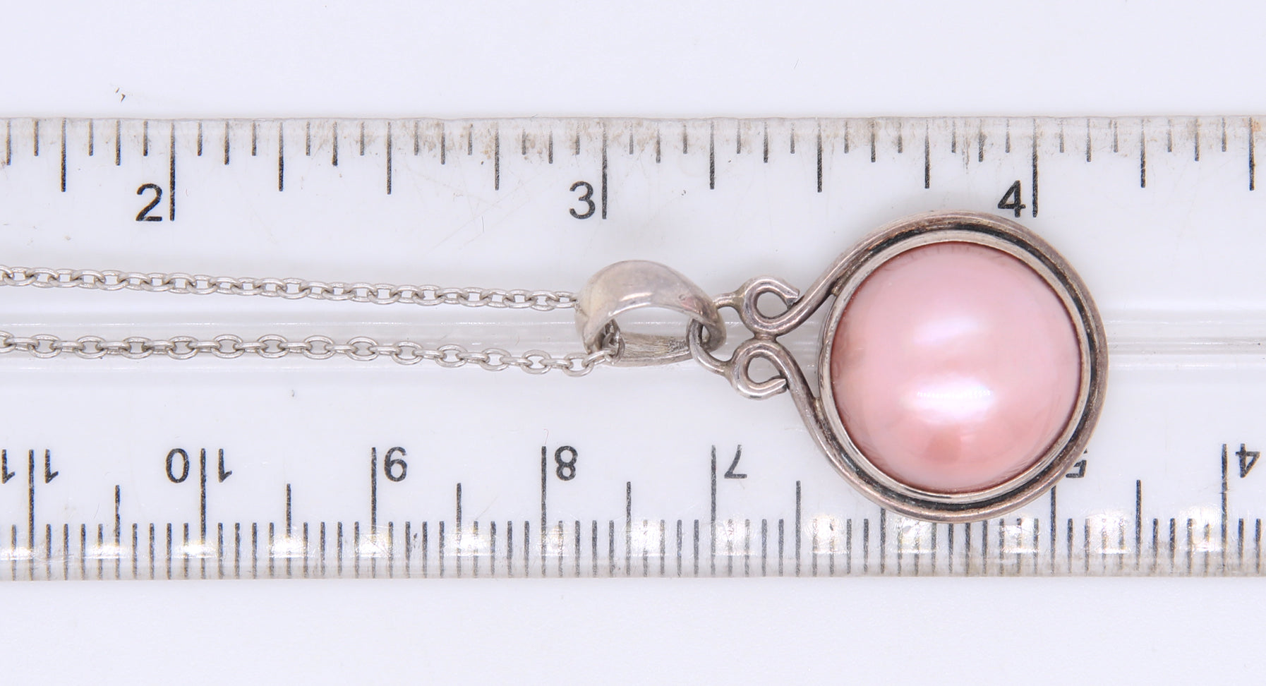 925 Sterling Silver Pink Pearl Pendant on Chain Necklace