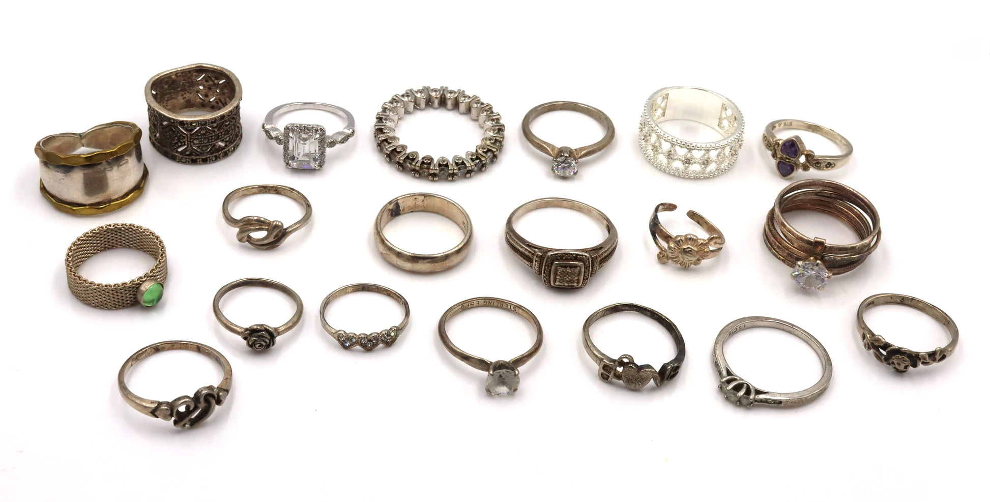 Group lot of vintage 925 sterling silver rings