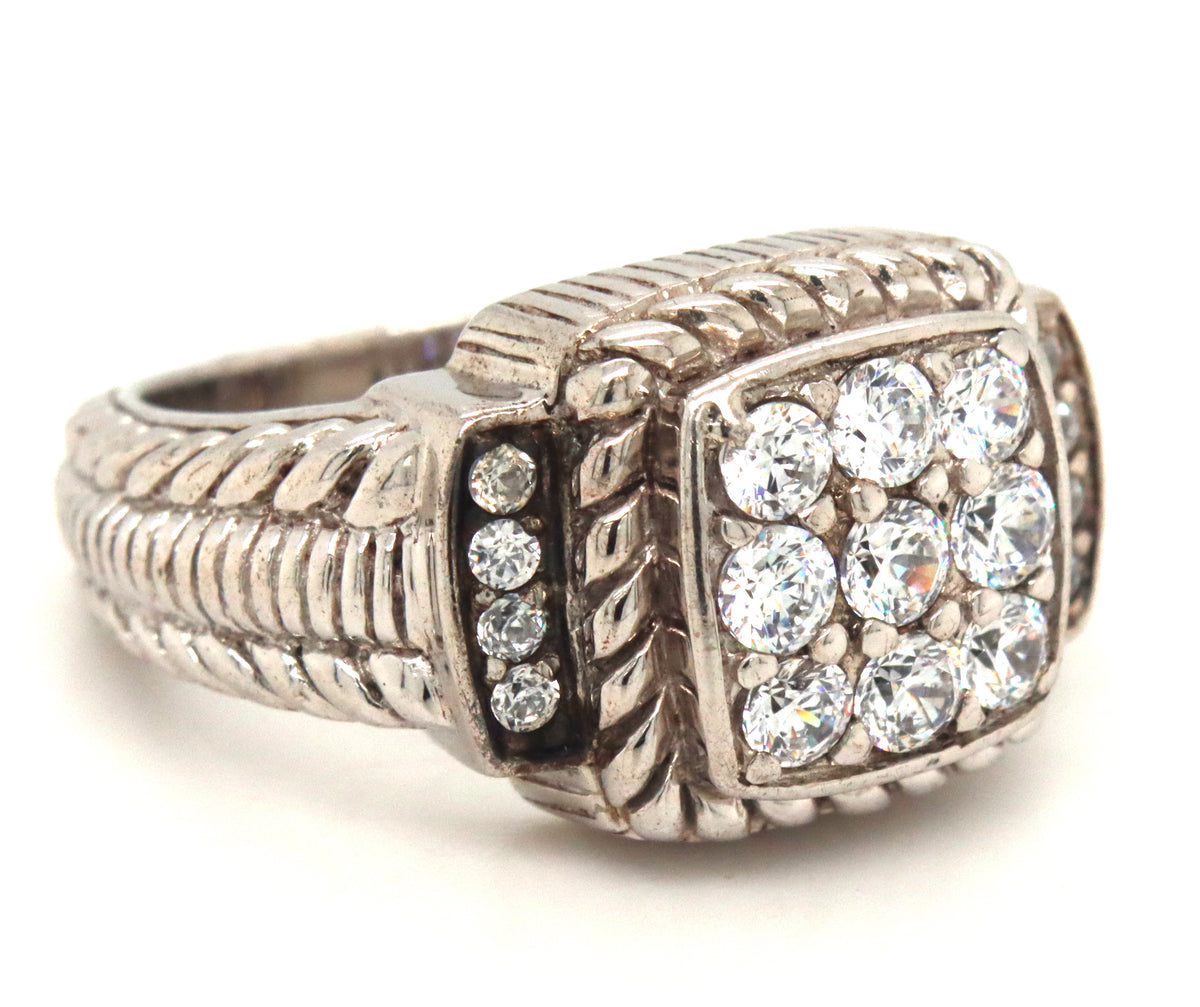 925 Sterling silver Judith Ripka CZ cocktail ring