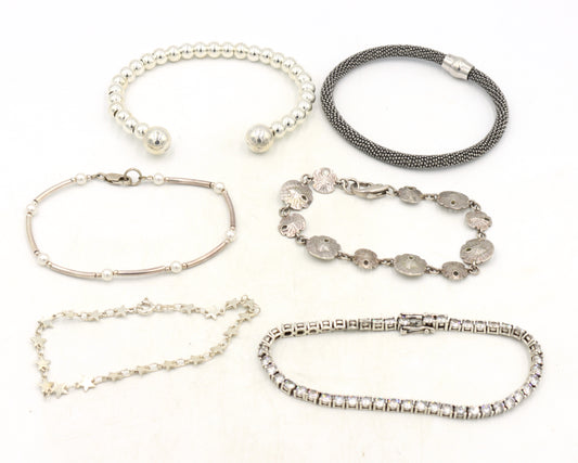 Group lot of 6 Vintage 925 sterling silver bracelets