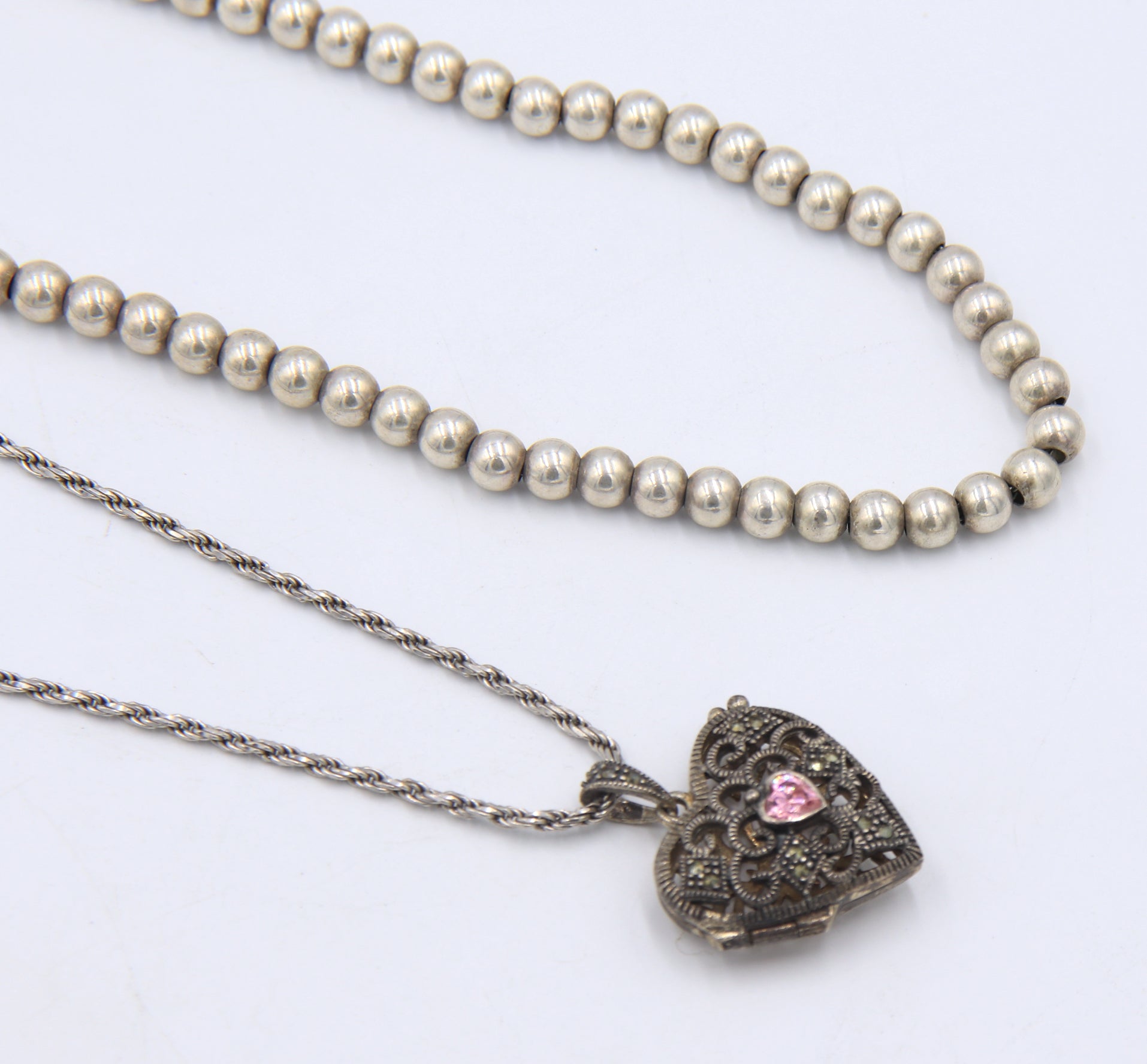 Lot of 2 Vintage 925 Sterling Silver Necklaces