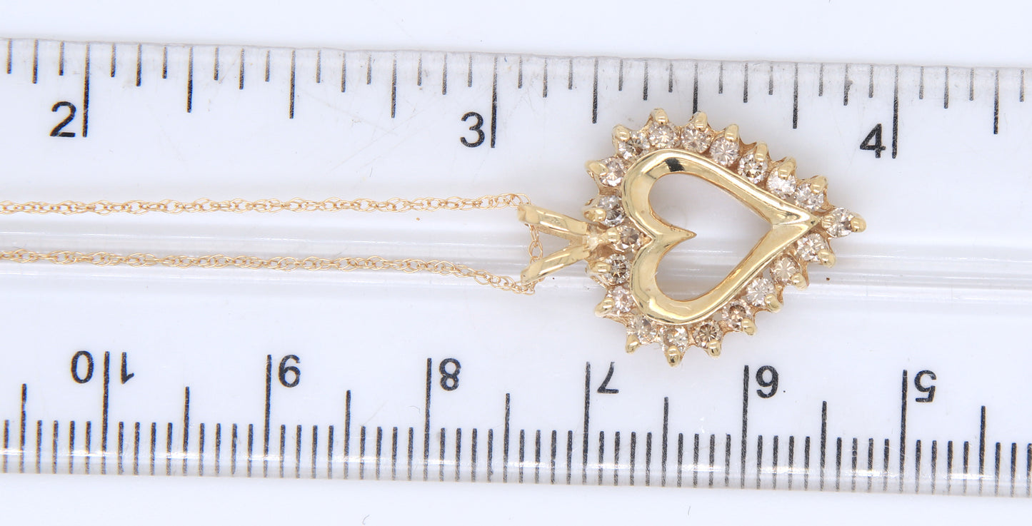 Fancy Yellow Gold Diamond Heart Pendant on Chain