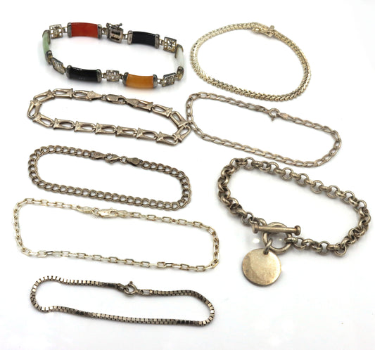 Group lot of 8 Vintage 925 sterling silver bracelets