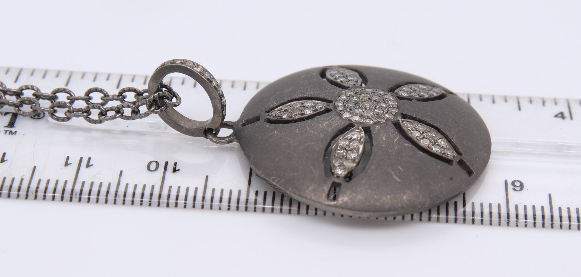 Dazzling Silver Diamond Sand Dollar Necklace