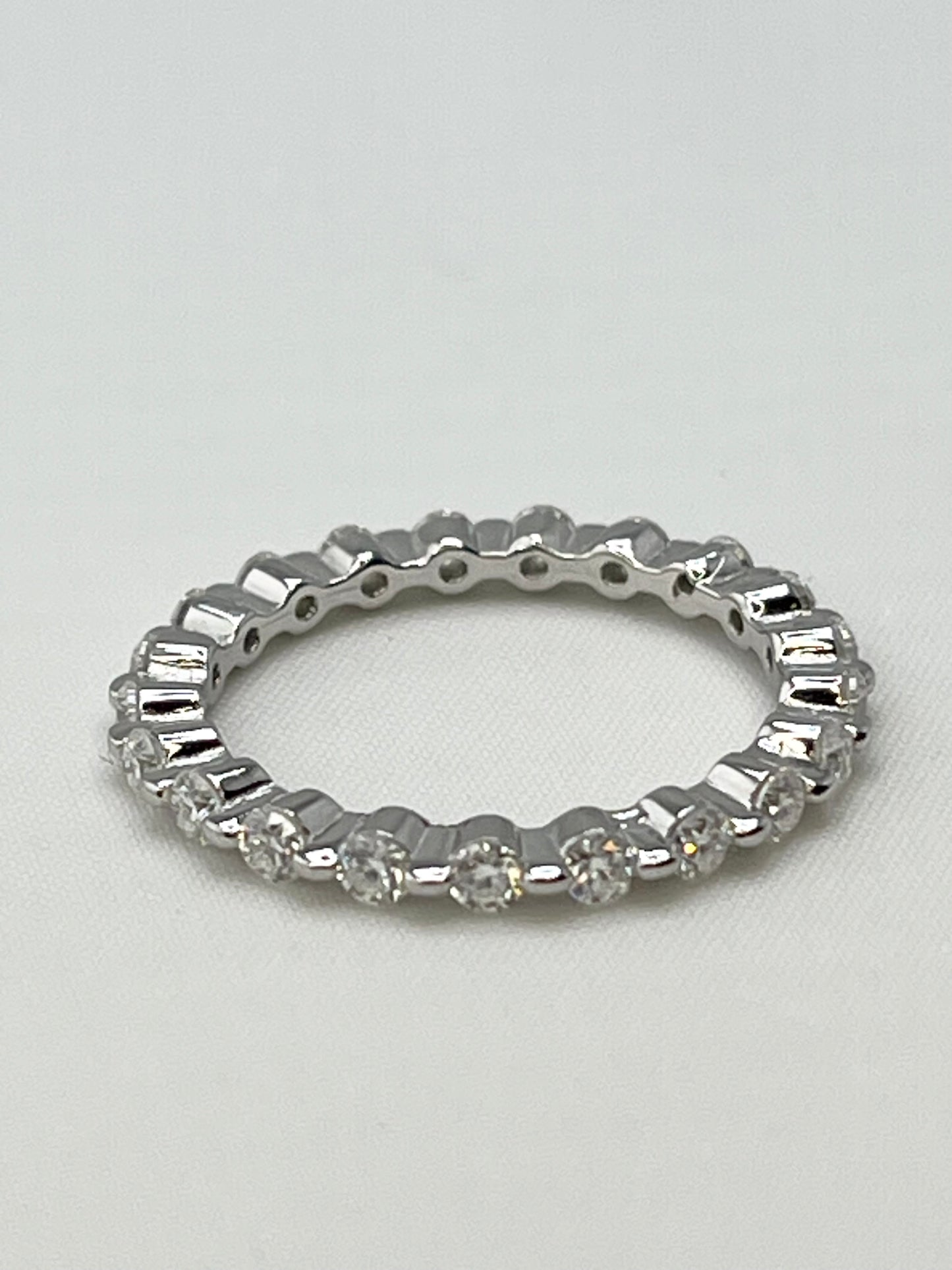 925 Sterling Silver Moissanite Single Prong Eternity Band