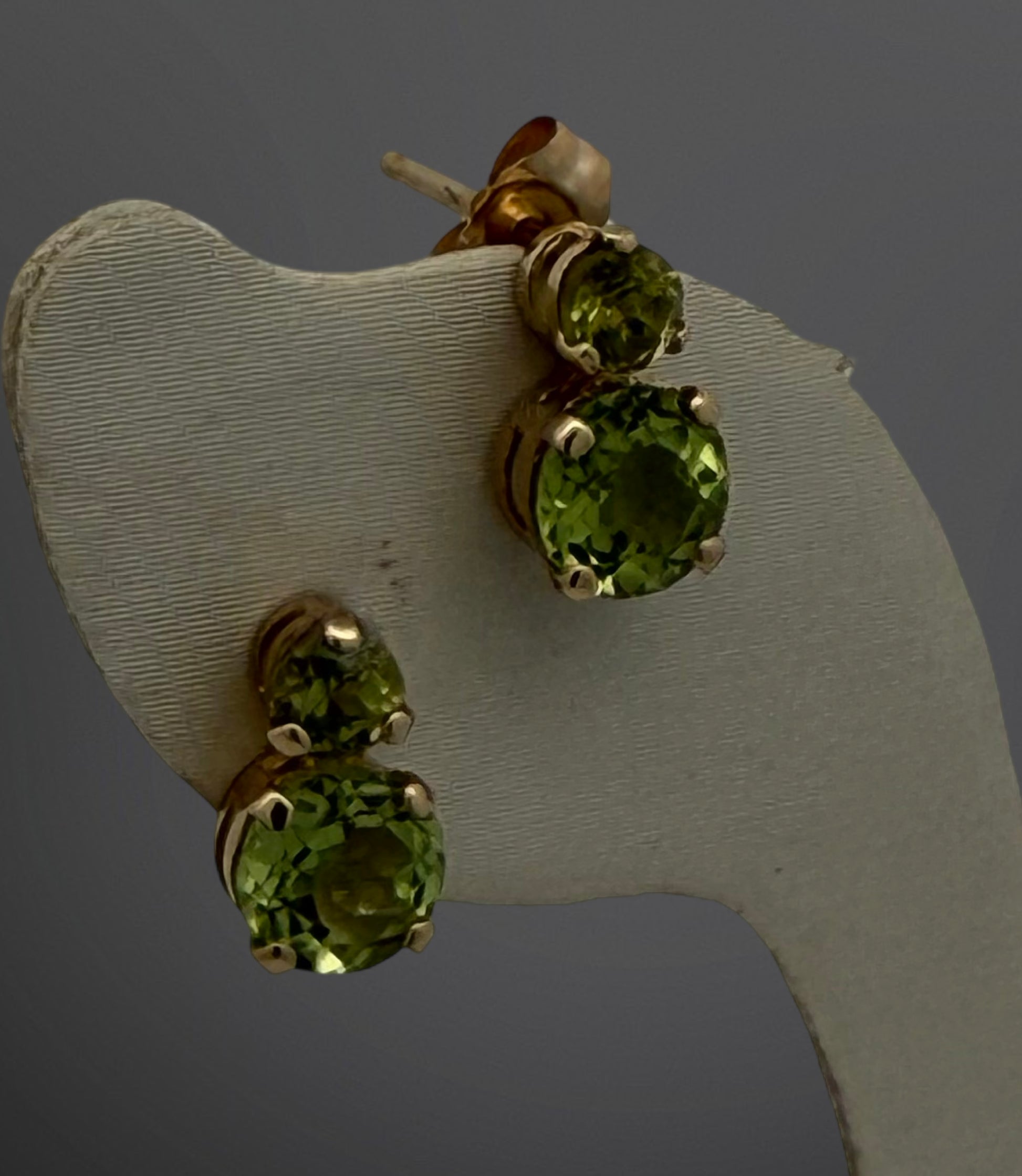 Double Peridot stud earrings in 14kt Yellow gold