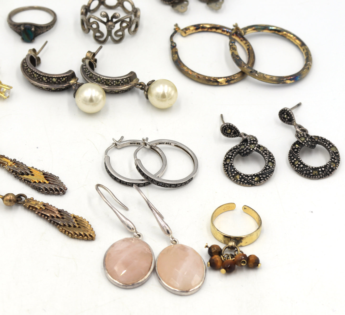 Group lot of Vintage 925 sterling silver earrings and rings