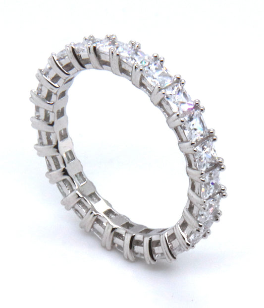 White Cubic Zirconia Sterling Silver Band