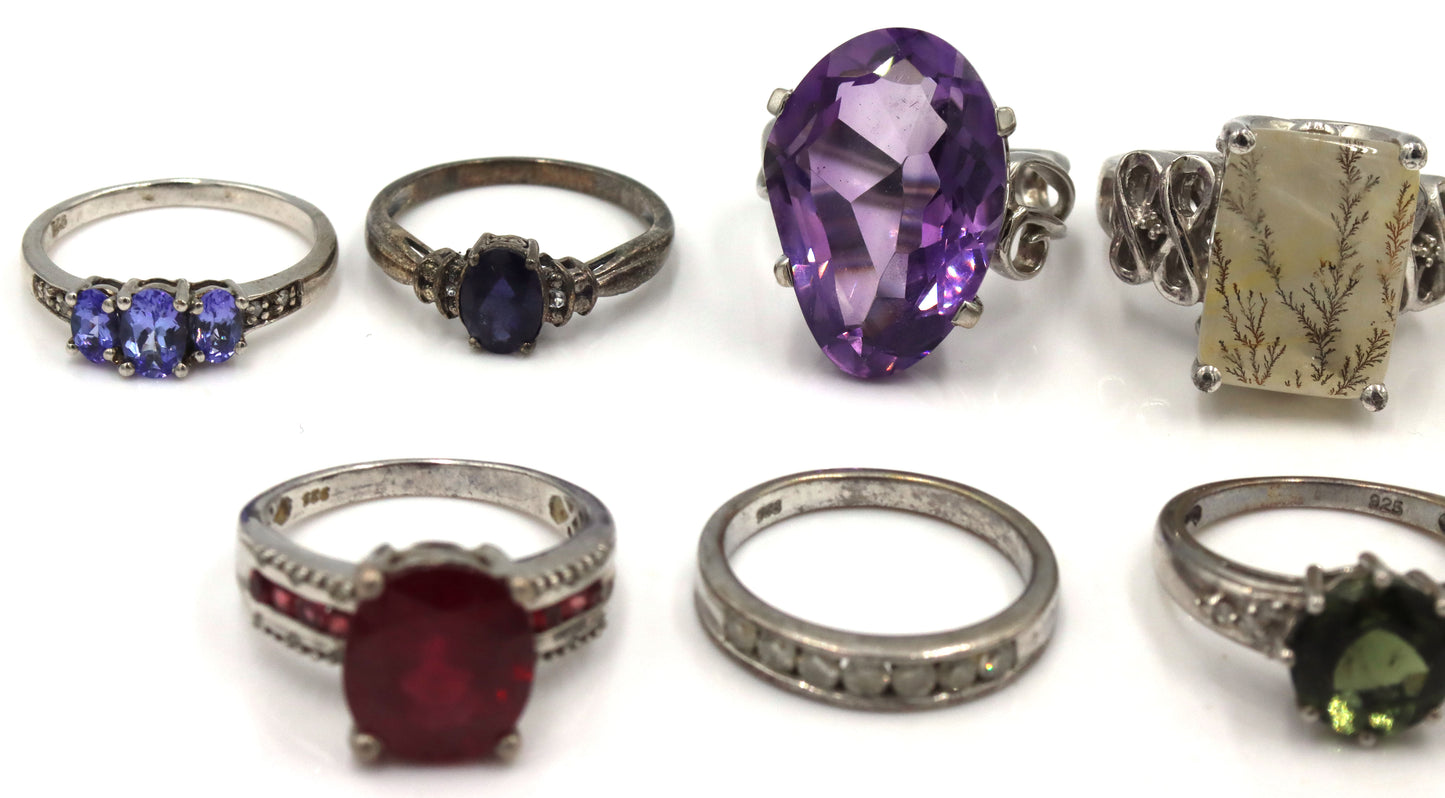 Group lot of Vintage 925 sterling silver rings