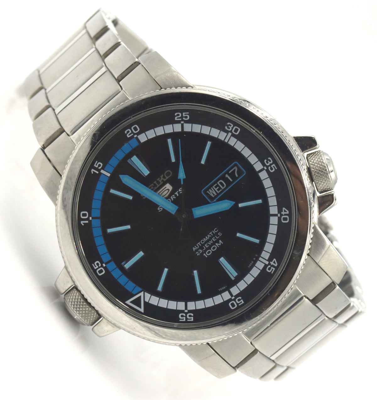 Seiko sport black dial automatic watch