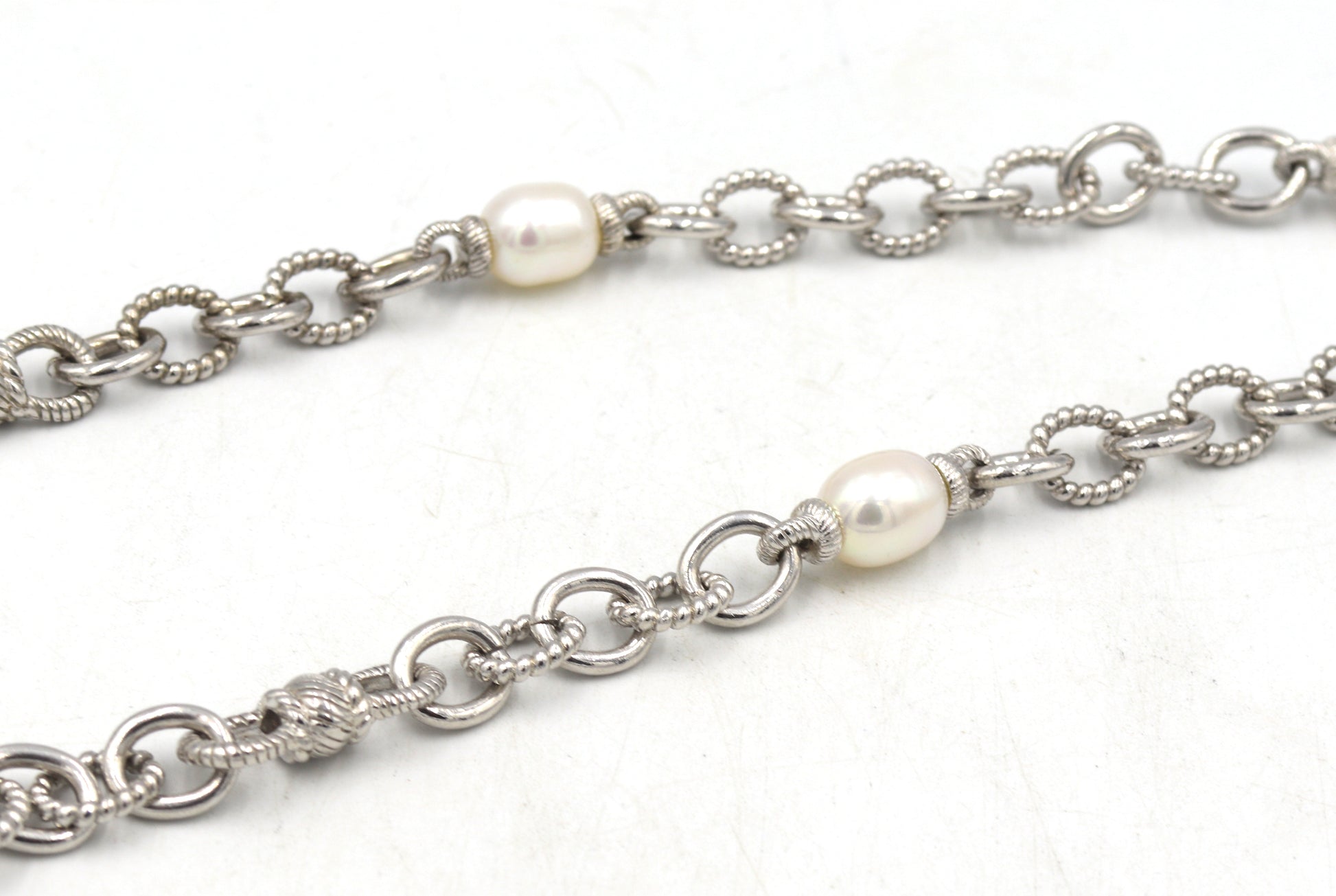 Judith Ripka pearl link necklace in 925 sterling silver