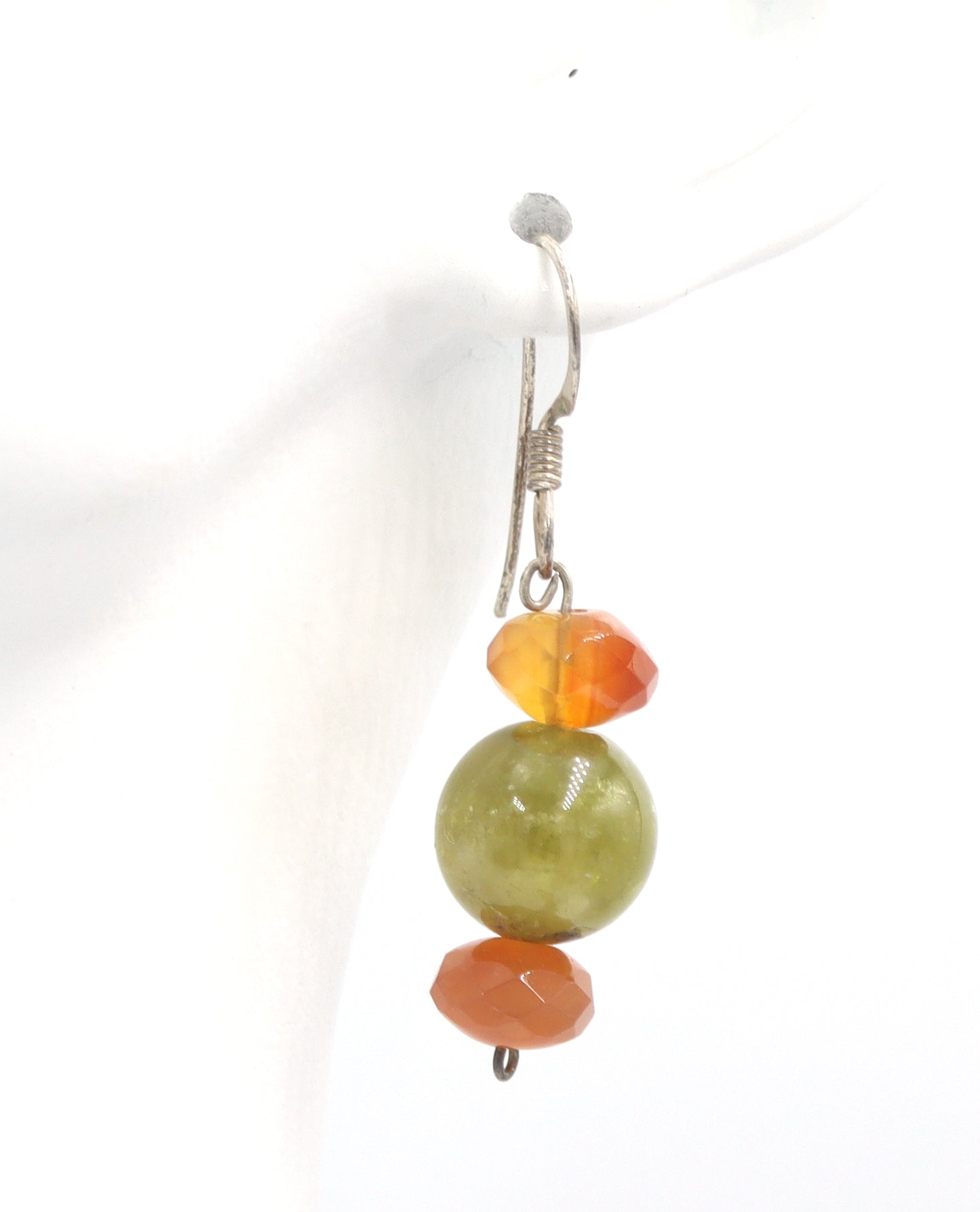 Set of Amber and Jade necklace with dangle earrings