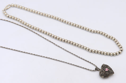 Lot of 2 Vintage 925 Sterling Silver Necklaces