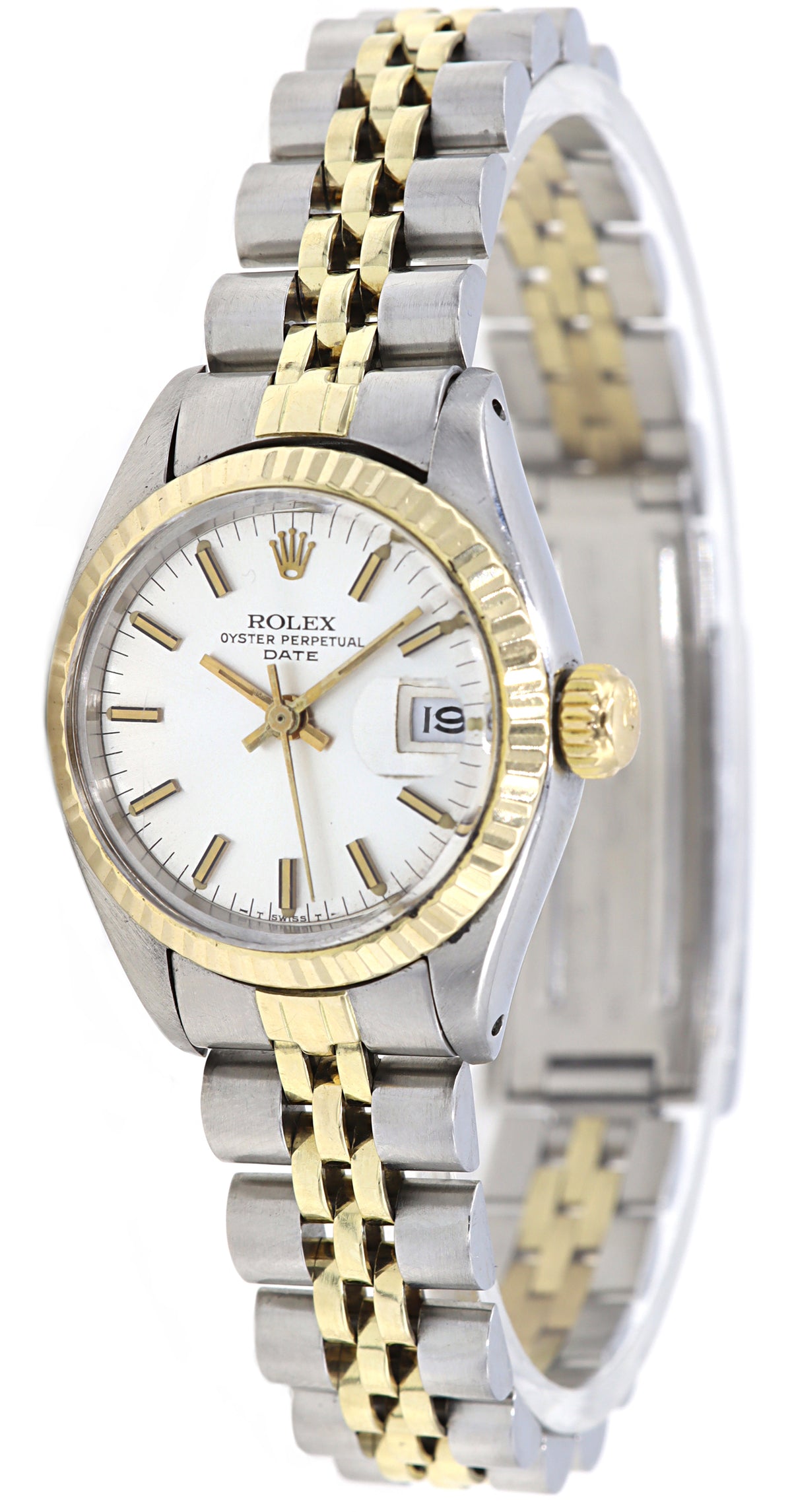 Rolex Oyster Perpetual Date 6917 Two Tone Silver Dial Ladies Watch