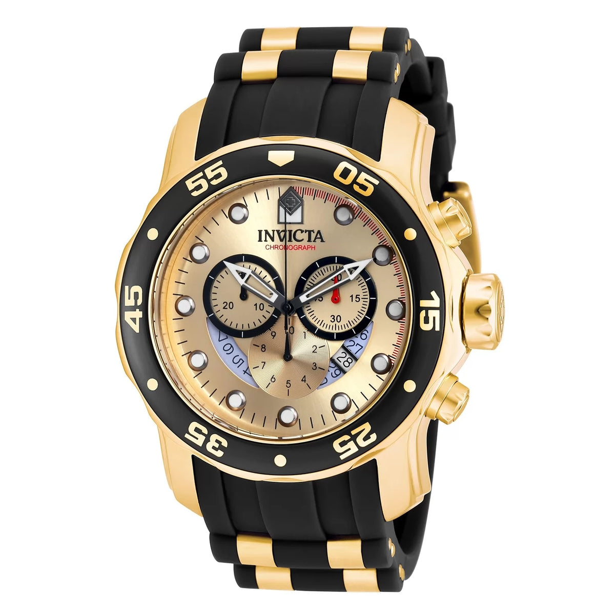 Invicta Women's Pro Diver Quartz 3 Hand Gold Dial Watch