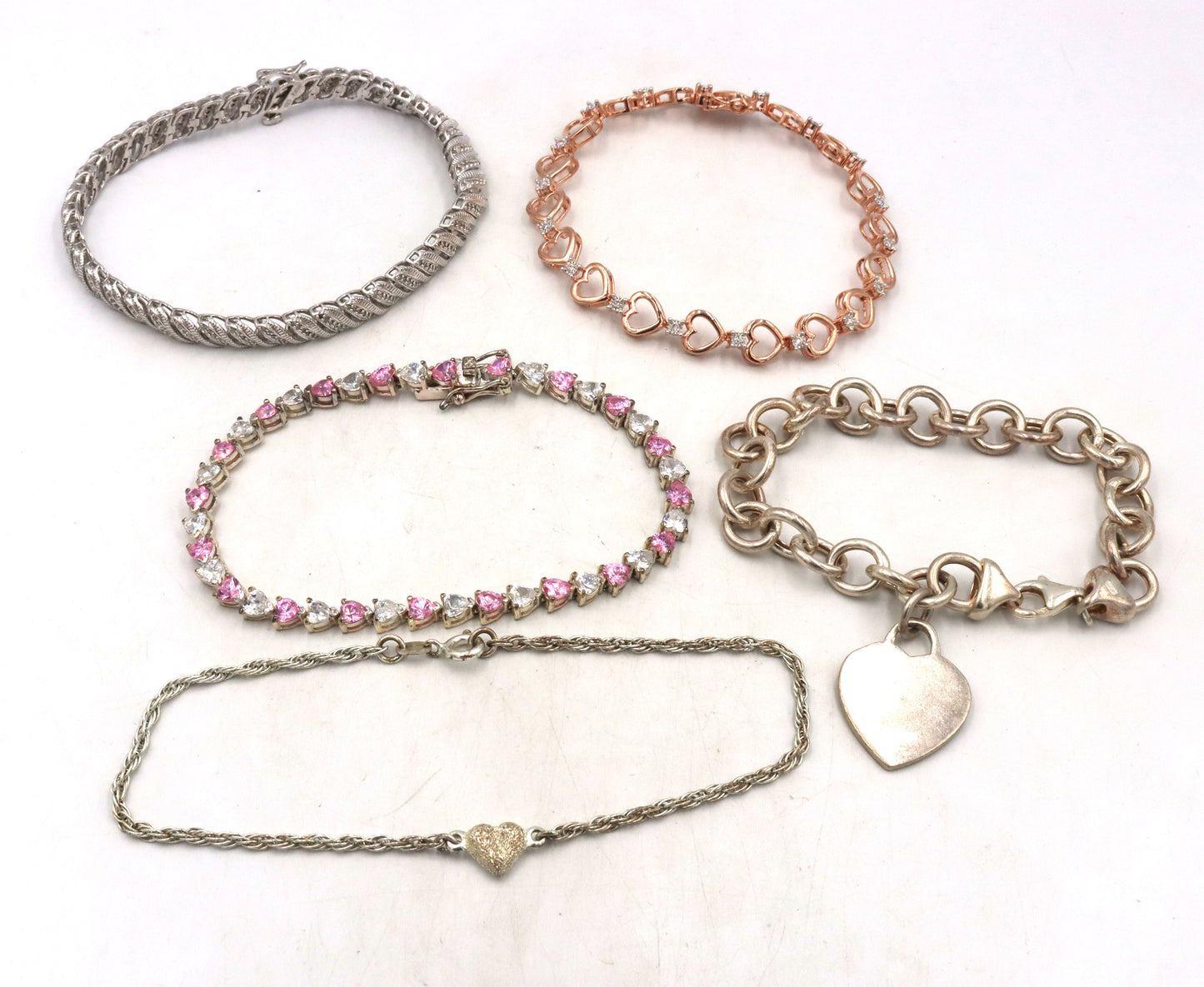 Group lot of 5 Vintage 925 sterling silver bracelets