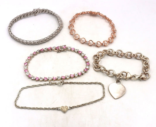 Group lot of 5 Vintage 925 sterling silver bracelets