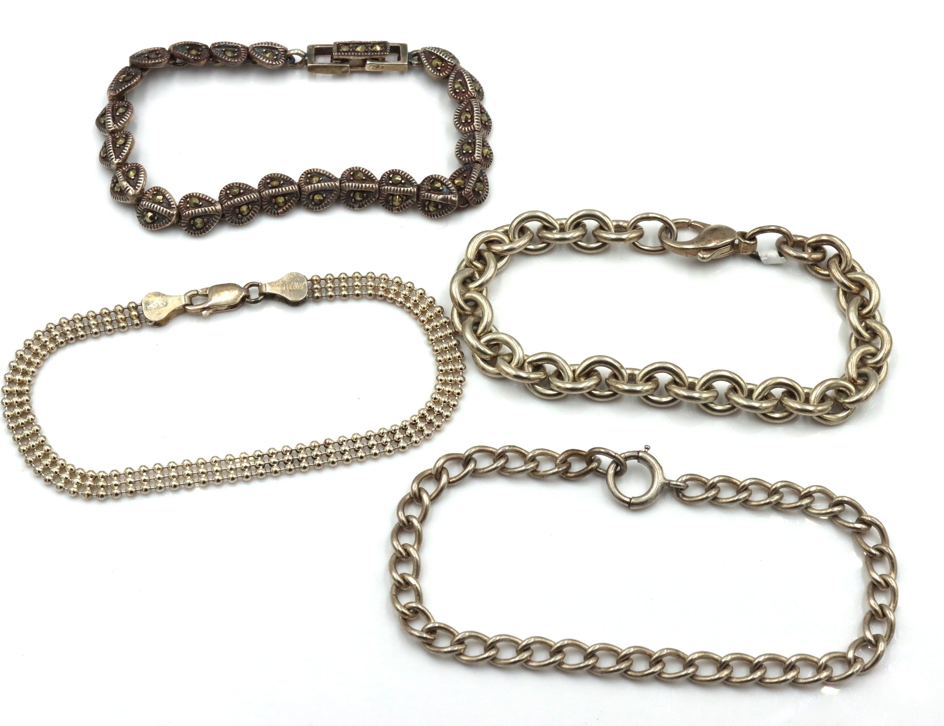 Group lot of 4 vintage 925 sterling silver bracelets