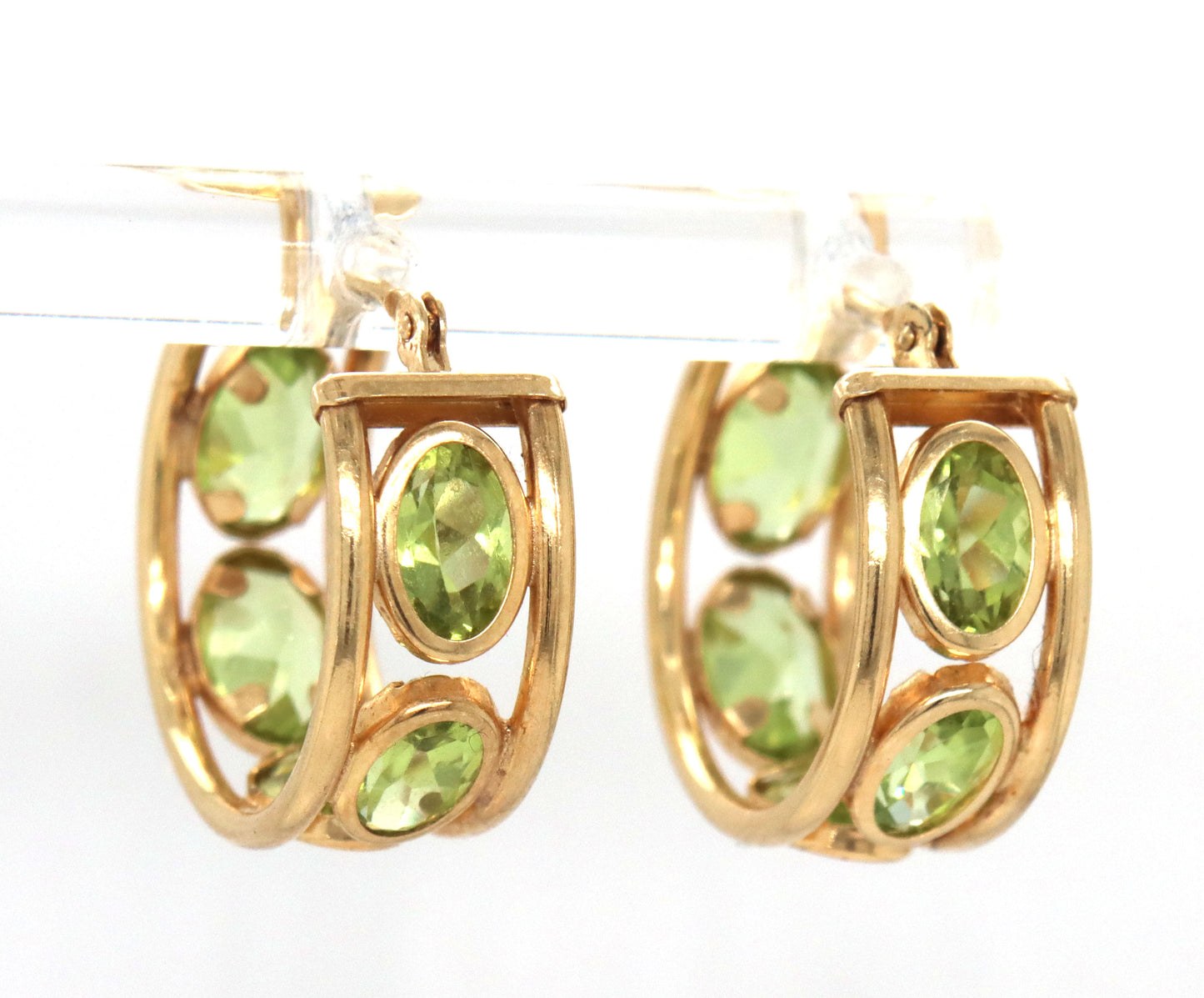 14kt Yellow gold Peridot hoop earrings