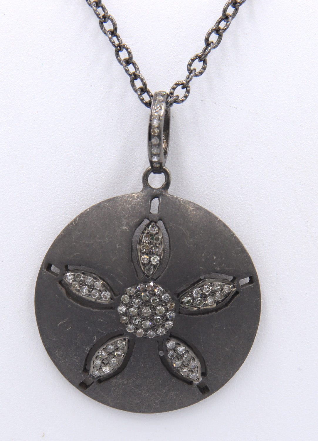 Dazzling Silver Diamond Sand Dollar Necklace