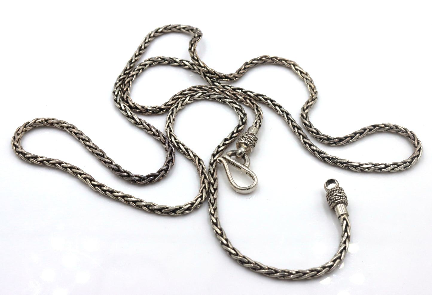 Vintage 925 sterling silver signed Byzantine chain necklace